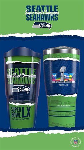 The @seahawks have claimed the title! To honor the victory, we’re releasing an exclusive championship design that celebrates the team’s drive, grit, and season-long fight to the top! 🎉 | Tervis