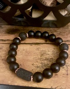 Diffuser Bracelet, Obsidian Protection Lava Bracelet Rose Gold - Etsy Canada