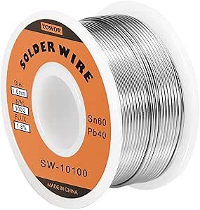 TOWOT Tin Lead Rosin Core Solder Wire for Electrical Soldering, Content 1.8% Solder Flux Sn60-Pb40 (1.0mm, 100g)