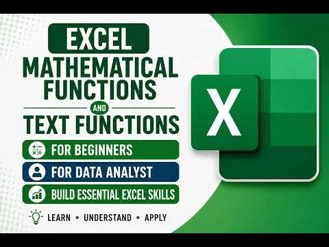 Excel Mathematical Functions and Text Functions | Complete Tutorial for Beginners & Data Analysts