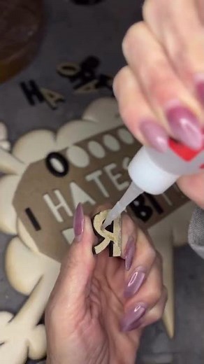 How to Glue Wooden Letters with Thick CA Glue. Video by: @krystens_kreations