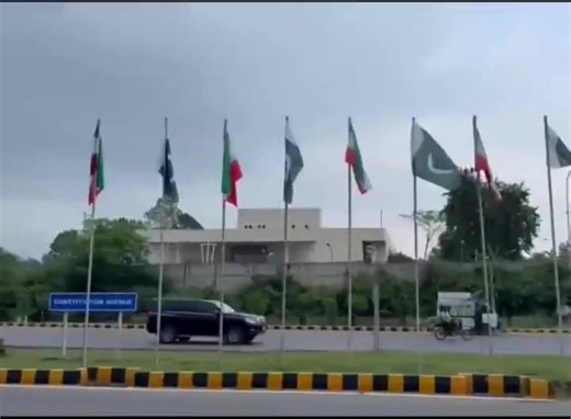 Iranian Flags and portraits of the Leader of the Islamic Revolution Ayatollah Khamenei and President Pezeshkian decorate the streets of Islamabad ahead of Iran's President Pezeshkian's first state visit to Pakistan. #iran #Iranian #Pakistan #islamabad | The Pakistan Frontier