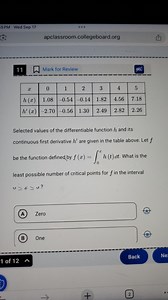 Selected values of the differentiable function h and its contin... | Filo