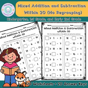 Addition and Subtraction Within 20 Without Regrouping for K–1 & Early G2
