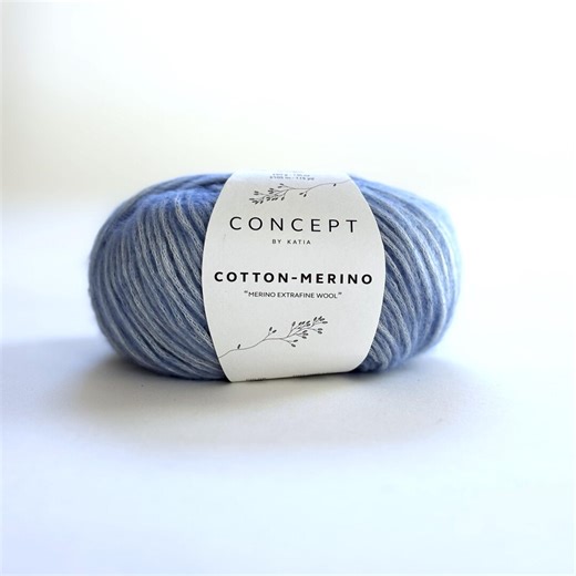 Blue Concept by Katia Cotton Merino Yarn - Color 131 Light Blue - 115 Yards Each - Etsy
