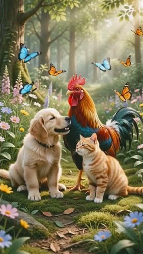Brave Rooster Saves a Cute Dog & Cat from a Venomous Snake! 🐶🐱🐍🐓❤️