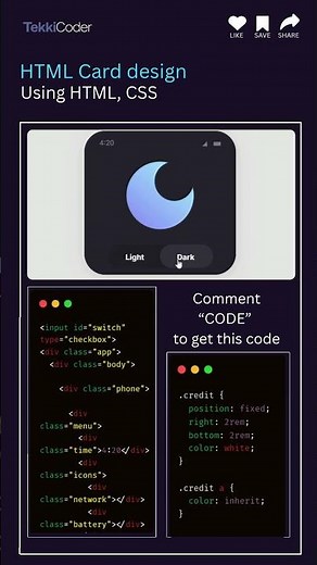 Light & Dark Mode Card Design 🌗 | HTML & CSS UI Toggle | Responsive Web Design #coding #webdesign
