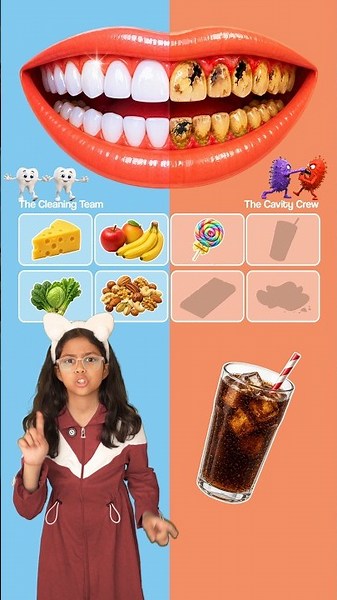 Healthy vs Unhealthy Teeth 🦷 | Good Foods & Bad Foods for Teeth | Adi Connection AC #shorts