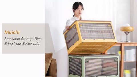 Stackable Storage Bins, Collapsible Storage Bins with 5 Opening Ways, Folding Storage Boxes Set 3 Pack, 11.4 Gal Foldable Storage Cubes for Clothing, Books (Mixed Color)