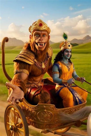 Muscular Hanuman & Krishna Ride Together 🏍️ | A Divine Message
