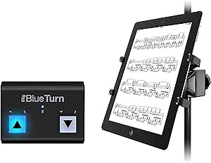 IK Multimedia Page Turner Pedal and Tablet Microphone Stand Mount Kit, Bluetooth Controller Pedal Board for Digital Music Notebook & Portable Music Stand, Perfect Accessories for Musicians
