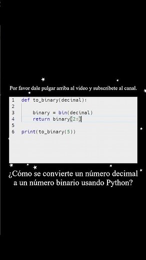 ¿Cómo se convierte un número decimal a un número binario usando Python? (AJTekniko)