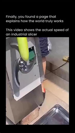 How The World Truly Works on Instagram: "What looks like a blur on camera is actually precision operating at extreme speed—industrial slicers cut at rates far beyond human reaction time, using razor-sharp blades, controlled feed systems, and exact spacing to maintain consistency. The material is guided at a fixed speed so each slice is identical, while guards and sensors keep the process stable and safe despite the blade’s velocity. Every cut happens in milliseconds, turning raw material into pe