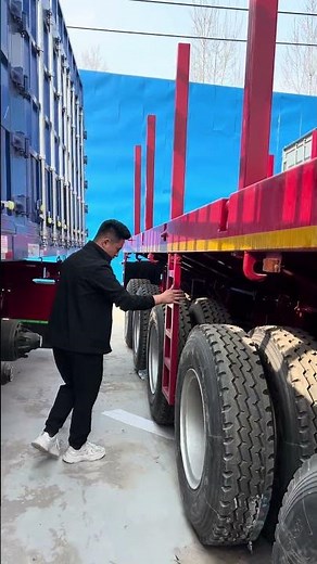5-axle flatbed trailer, single tire on front axle with steering, 100-ton capacity#semitrailer