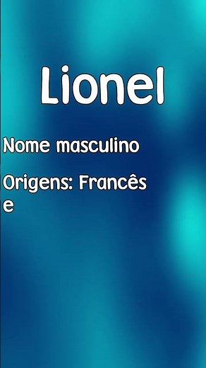 LIONEL - SIGNIFICADO E ORIGEM DO NOME [SHORTS]