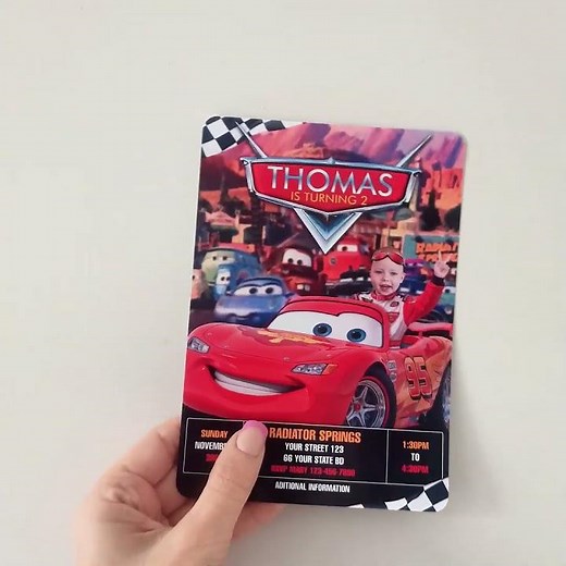 🚗💨 Cars Birthday Photo Invitation | Personalized Lightning Theme | Custom Kids Birthday Invite