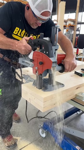 Dustin Mitchell on Instagram: "Cutting some mortises in the stair tread tenons for wedges with the @mafell.global chain mortiser"