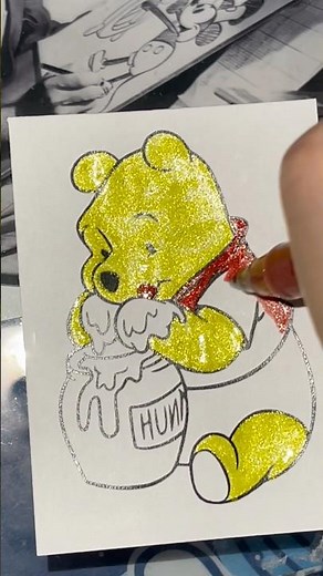Glitter pen coloring Winnie the pooh☺️ くまのプーさん หมีพูห์ #coloring