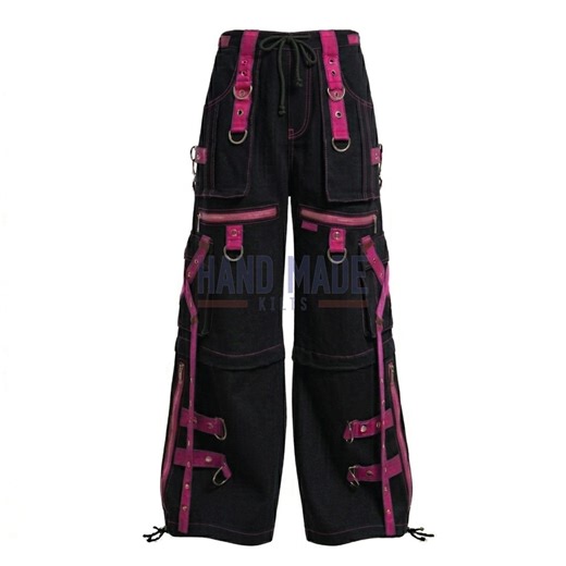 Handmade Gothic Pants With Pink Straps & Buckles, Alternative Streetwear Trousers, Punk Goth Harajuku Style Unisex Pants - Etsy