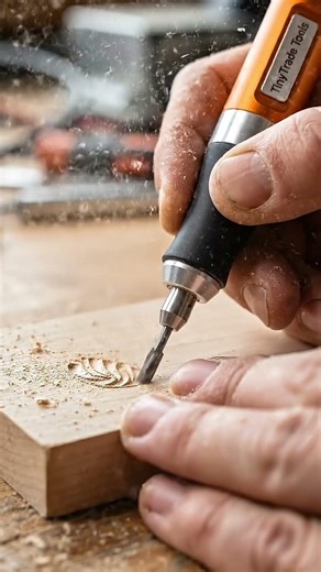Mini Rotary Engraver Cuts Wood! 🛠️ Tiny Tool Power #Shorts