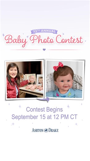 From radiant photo to handcrafted keepsake - Riley's journey as last year's Baby Photo Contest winner is a reminder of what makes this tradition so special. ❤️ And on September 15, your baby could be the next one to shine. #AshtonDrake #BabyPhotoContest | The Ashton-Drake Galleries