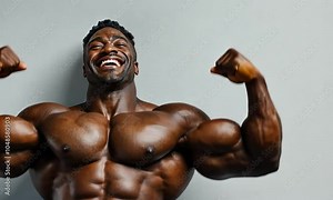Black Bodybuilder Showcasing Front Double Biceps Pose | Muscle Definition and Strength Display Stock Video
