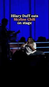 Hilary Duff eats Skyline Chili on stage in Cincinnati