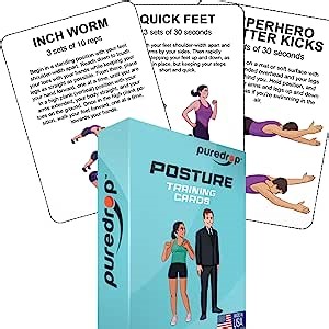 Posture Training Aid for Men and Women Cards: Great Training Drills for Standing Straighter and Prouder Posture Corrector Exercises That Can be Done at Home Strengthen Neck Shoulder and Back