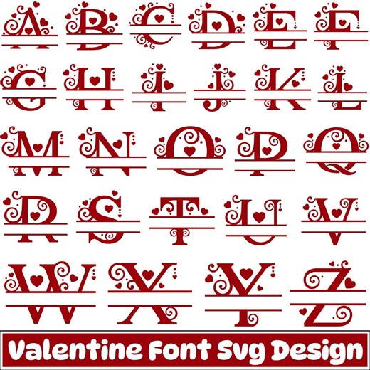 Valentine Font Svg Alphabet | Heart Monogram Letters Svg | Love Alphabet Svg Png Eps Dxf | Cricut Silhouette Design - Etsy