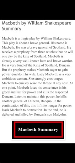 Macbeth by William Shakespeare Summary