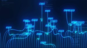 Deep learning Big data technology and data science abstract background. analysing and artificial intelligence.