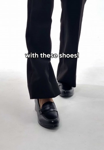 OfficeFit Block Heels — Comfortable Black Slip-On Work Shoes