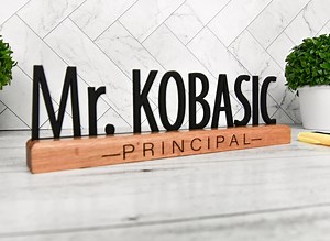 Desk Name Plate for Teacher, Principal, Executive, Custom Company Office Gifts, Personalized Wooden Sign for Classroom or Office Personnel - Etsy