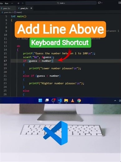 Insert New Line Above in VS Code ! #shorts