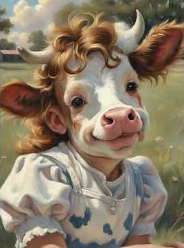 Girl in Anthro Furry Cow TF Animal Transformation Fantasy Art #shorts