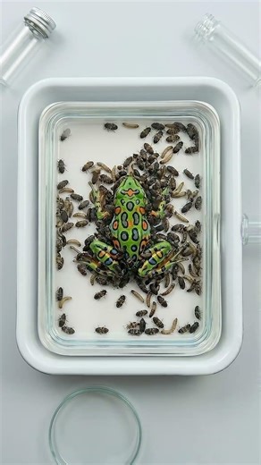 Beetles Cleaning a Frog Specimen | Macro Laboratory Experiment