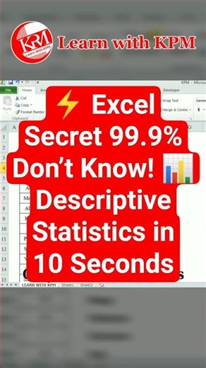 ⚡ Excel Secret 99.9% Don’t Know! 📊 Descriptive Statistics in 10 Seconds #excel #dataanalysis #shorts