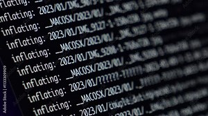 rapidly scrolling lines of code on a dark screen, emphasizing real-time programming or data processing in a dynamic visual