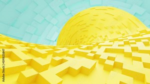 Abstract 3D Background 4K Labyrinth Maze, distortion Yellow gradient color wallpaper Loop