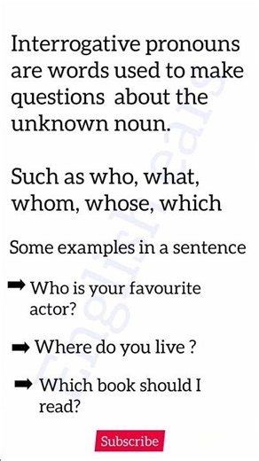 definition of interrogative pronouns with examples #englishforbeginners