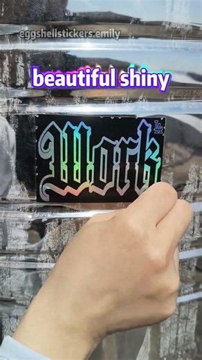 Hologram eggshell sticker tests on the metal. Best eggshell stickers original resource factory