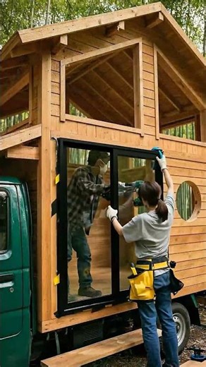 I Turned an Abandoned Truck Into a Two-Story Off-Grid Cabin 🤯 #microhome #build #diy