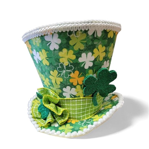Petite St Patrick Hat Tree Topper, 3D Shamrock Mini Hat Wreath Attachment, Small Leprechaun Hat, Irish Topper, Fairytale Centerpiece - Etsy