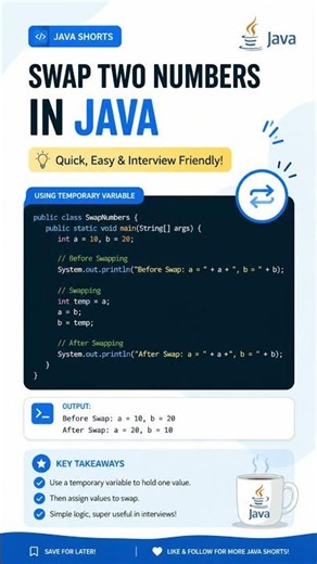 Swap Two Numbers in Java 🔄 | Java Interview Question