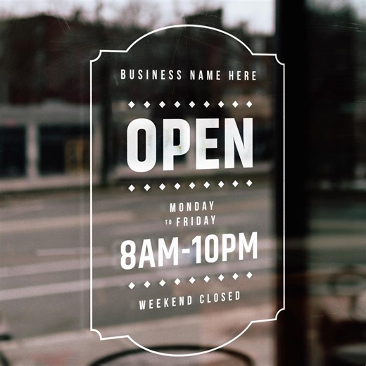 Opening Times Window Decal, Business Hours Door Sticker, Shop Front Vinyl Lettering, Store Window Sign, Retail Signage - Etsy UK