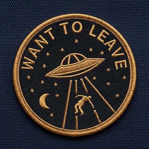 Want to Leave UFO Patch, Alien Abduction Embroidered Iron on Applique, Funny Introvert Sci-fi Space Badge, Sew on Patch for Jackets & Hats - Etsy