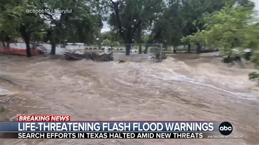 193K views · 3.5K reactions | New images from Texas amid a fresh round of flash flood warnings, in central Texas, roads shut down by fast moving flood waters. Waters are rising again in last week’s deadly flood zone after claiming at least 129 lives in that disaster. Jaclyn Lee reports. | ABC World News Tonight with David Muir | Facebook