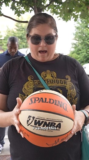 This longtime fan brought a basketball autographed by Fever legends Tamika Catchings & Katie Douglas to our meet-and-greet at Rush Bowls Fishers last night, where both Lexie Hull and Grace Berger added their signatures. “I've had this forever and now I get to share it with my daughter." | Indiana Fever