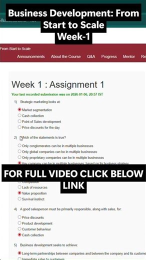 NPTEL Business Development From Start to Scale Week 1 Assignment Answers | noc26-mg50
