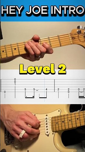 Learn Hey Joe Intro in 4 Levels - Easy to Hard #easyguitar #guitar #guitartabs #tabslesson
